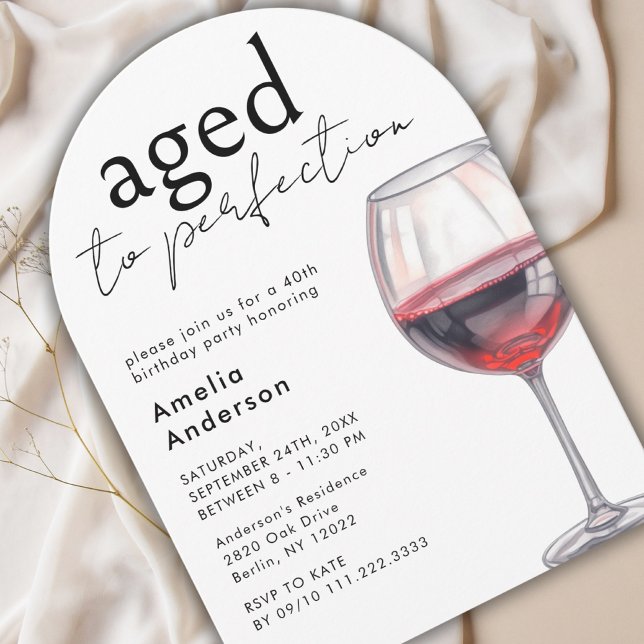 Aged To Perfection Wine 40th Birthday Party Arch Invitation (Creator Uploaded)