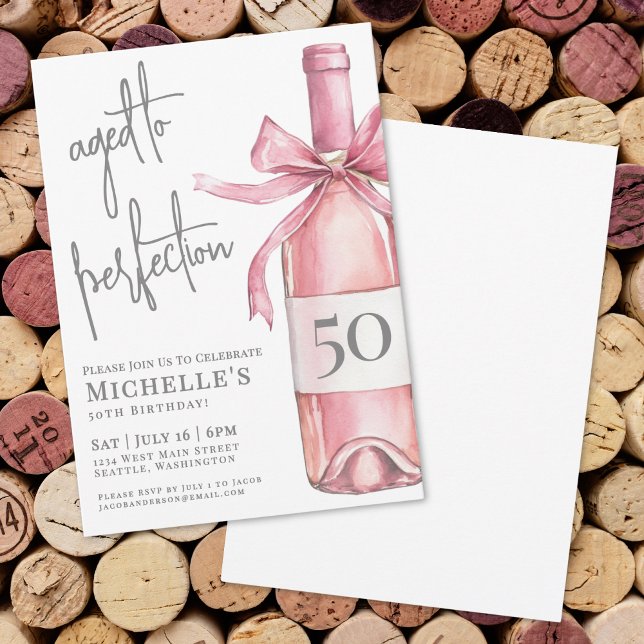 Aged To Perfection Wine 50th Birthday Party Invitation (Aged To Perfection Wine 50th Birthday Party Invitation)