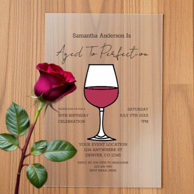 Aged To Perfection Wine 50th Birthday Vellum Invitations (Creator Uploaded)