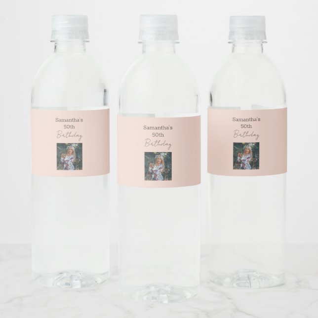 Aged To Perfection Wine 50th Birthday Water Bottle Label (Bottles)