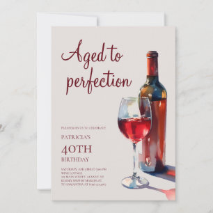 Aged to Perfection Wine Adult 40th Birthday Party Invitation