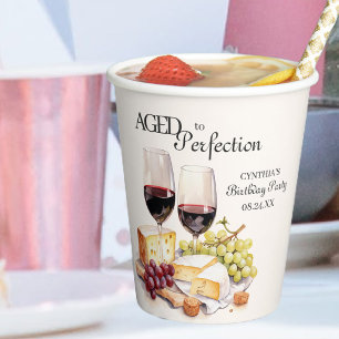 Aged to Perfection Wine and Cheese Birthday Paper Cups