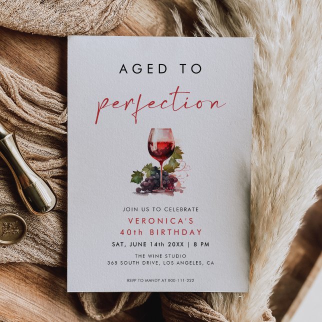 Aged to Perfection Wine Birthday Invitation (Creator Uploaded)