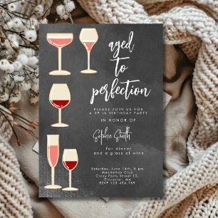 Aged to perfection wine birthday party  invitation