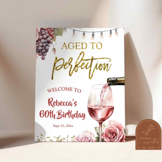Aged to Perfection Wine Birthday Welcome Sign (Creator Uploaded)