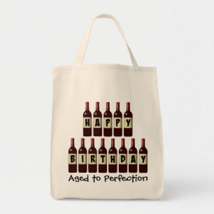 Aged to Perfection Wine Lover Happy Birthday Tote Bag