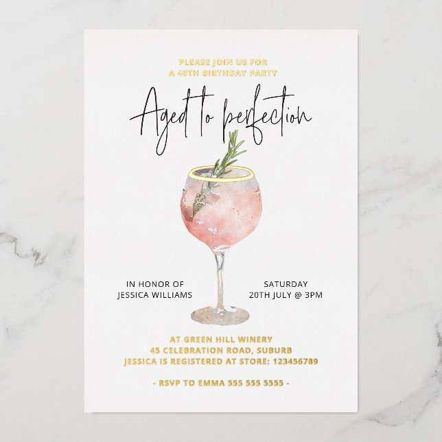 Aged to Perfection Wine Theme Real Gold (Front)