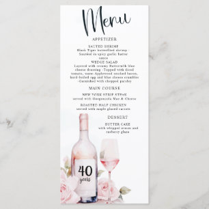 Aged to Perfection, Wine Theme, Winery Birthday Menu