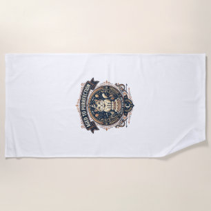 Aged To Purrfection Cat Birthday Age Vintage Vecto Beach Towel