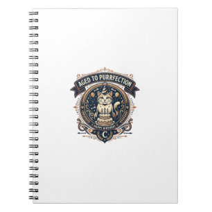 Aged To Purrfection Cat Birthday Age Vintage Vecto Notebook