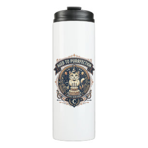 Aged To Purrfection Cat Birthday Age Vintage Vecto Thermal Tumbler