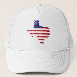 AGED US FLAG TEXAS TRUCKER HAT