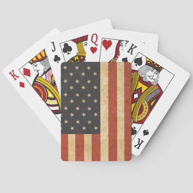 Aged USA Flag Army Boot Camp Soldier Playing Cards (Back)