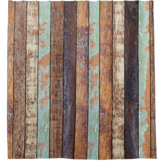 Aged Vertical Wooden Background Texture Shower Curtain