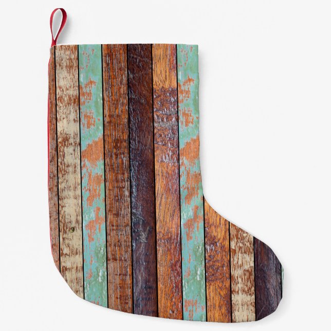 aged vertical wooden backgrounds texture small christmas stocking (Front)