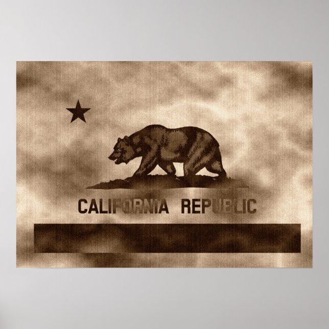 Aged Vintage California Flag Poster (Front)