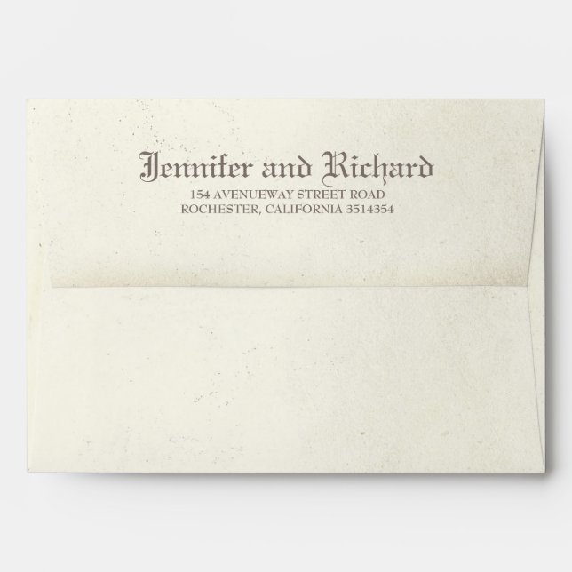 Aged Vintage Gothic Wedding Envelope (Back (Top Flap))