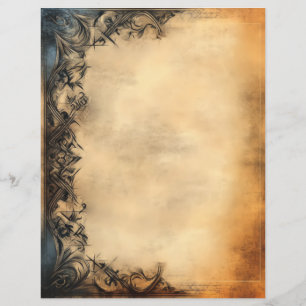 Aged Vintage Parchment Paper Ornamental Border
