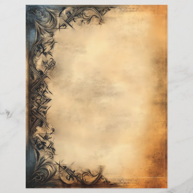 Aged Vintage Parchment Paper Ornamental Border (Front)