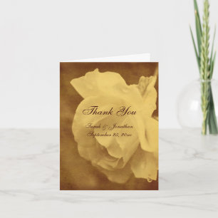 Aged Vintage Rose Floral Wedding Thank You Card