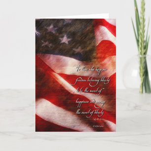 Aged vintage style American FLag Patriotic Card