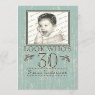 Aged Wood 30th Birthday Photo Invitation