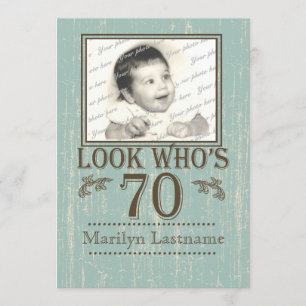 Aged Wood 70th Birthday Photo Invitation