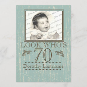 Aged Wood 70th Birthday Photo Invitation