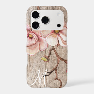 Aged Wood Monogram with Pink Magnolias