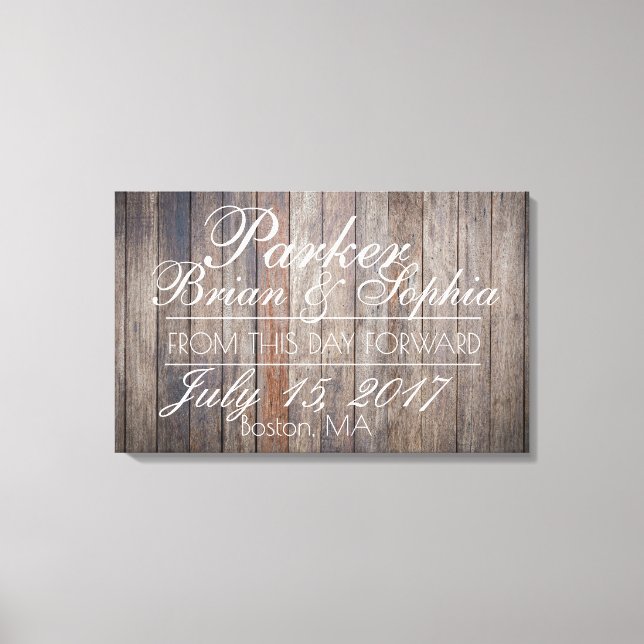 Aged Wood Wedding Canvas Print (Front)