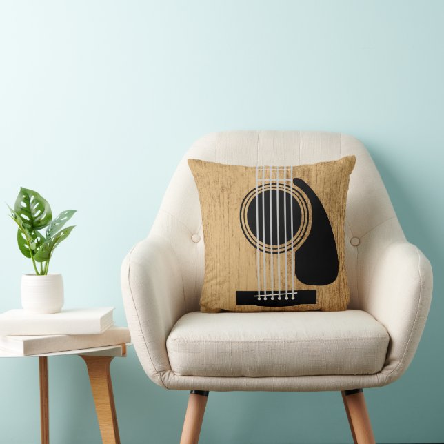Aged Wooden Acoustic Guitar Cushion (Chair)