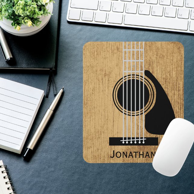 Aged Wooden Acoustic Guitar Monogram Mouse Mat (Creator Uploaded)