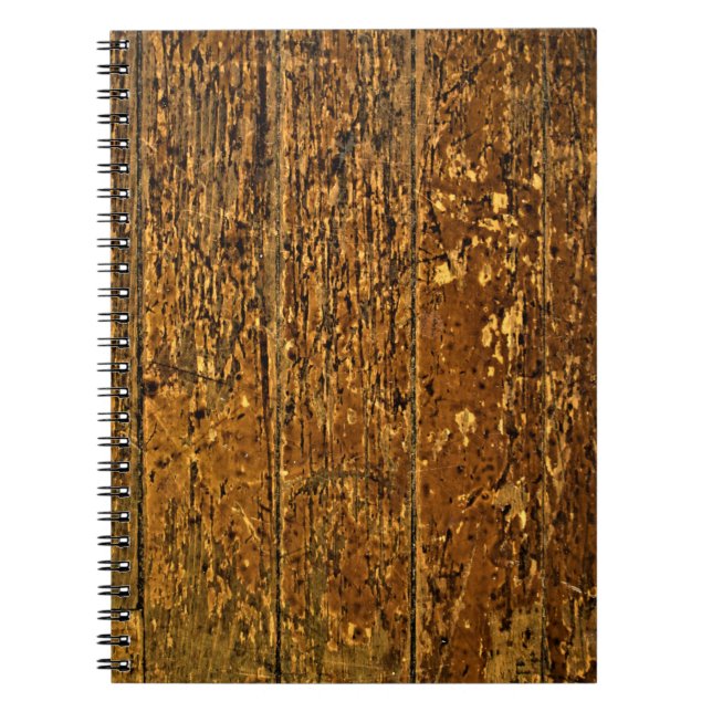 Aged Worn Wood Panel Notebook (Front)