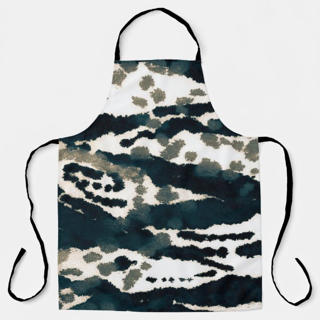 Aged Zebra Print. Grey Zebra Rough Print. Grey Zeb Apron (Front)