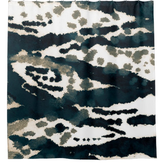 Aged Zebra Print. Grey Zebra Rough Print. Grey Zeb Shower Curtain (Front)