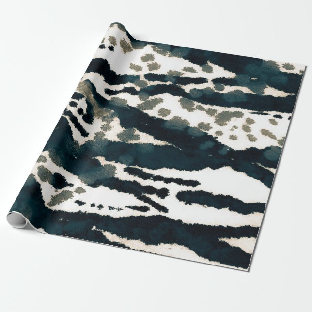 Aged Zebra Print. Grey Zebra Rough Print. Grey Zeb Wrapping Paper (Unrolled)