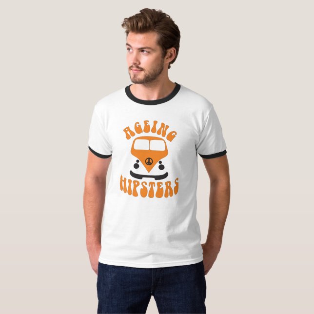 ageing hipsters orange bus t-shirt (Front Full)