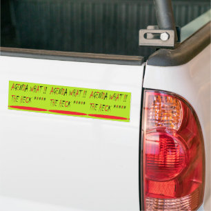 Agenda What The Heck colours lime green red Bumper Sticker