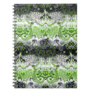 Agender Dragon Damask - Agender Pride Flag Colours Notebook