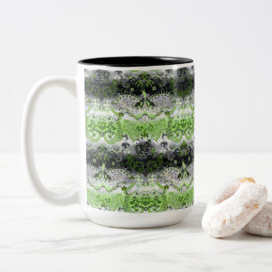 Agender dragon damask - Agender pride flag colours Two-Tone Coffee Mug
