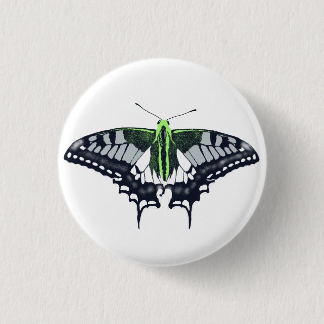 Agender Flag Swallowtail Butterfly 3 Cm Round Badge (Front)