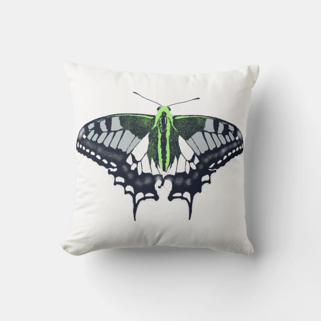 Agender Flag Swallowtail Butterfly Cushion (Front)