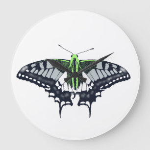 Agender Flag Swallowtail Butterfly Large Clock