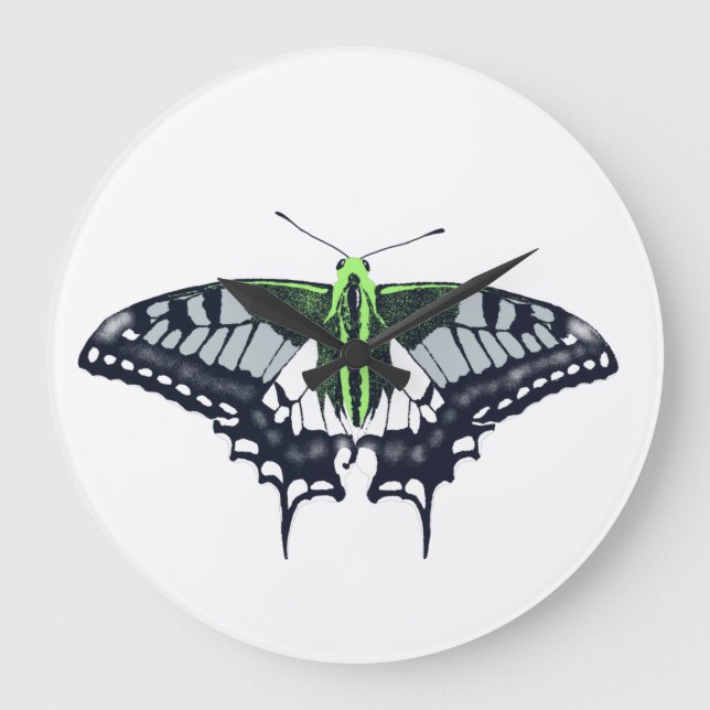 Agender Flag Swallowtail Butterfly Large Clock (Front)