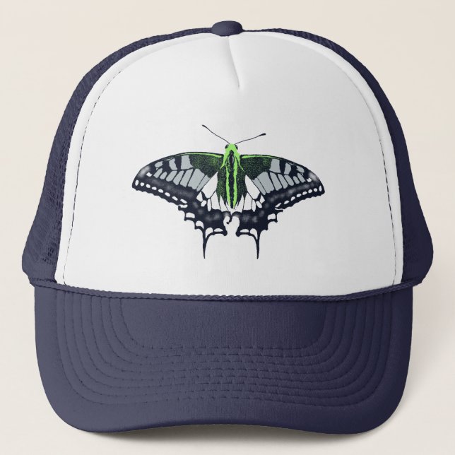 Agender Flag Swallowtail Butterfly Trucker Hat (Front)