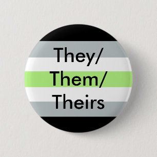 Agender Flag They/Them/Theirs Button