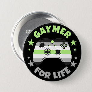 Agender Gaymer For Life Video Game Controller 7.5 Cm Round Badge
