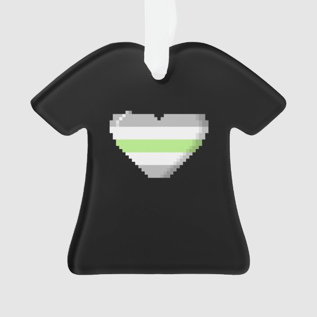 Agender Pride 8-Bit Pixel Heart Ornament (Front)