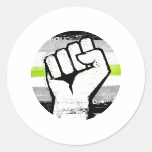 Agender Pride Fist Circle Print Classic Round Sticker