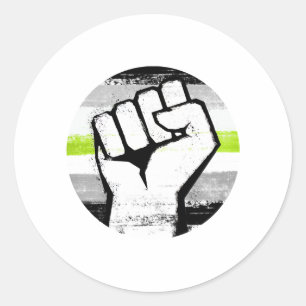 Agender Pride Fist Circle Print Classic Round Sticker